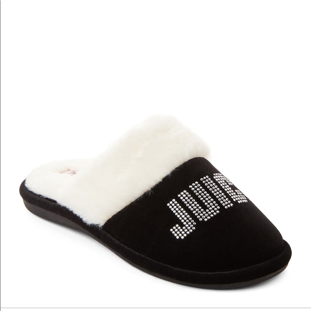 NWT JUICY Velvet Crystal Logo Slippers